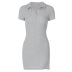 solid color lapel threaded short-sleeved sheath dress NSTNV129522