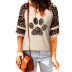 Camiseta con estampado de leopardo y patrones de manga media con cuello redondo. NSSI129526