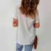 short-sleeved solid color lace stitching v-neck pullover t-shirt NSSI129527