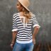 striped fungus back lace knitted sweater NSSI129529