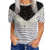 striped pullover loose lace short-sleeved t-shirt NSSI129532