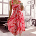 Printed Sleeveless Halter Neck Cross Backless Dress NSHHF129535