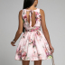 V-Neck sleeveless backless lace-up Flower Print Dress NSPPF129558
