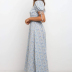V-Neck Slim short sleeve long Floral Dress NSPPF129553