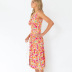 single-shoulder sleeveless slim floral dress NSPPF129547