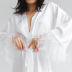 solid color feather long-sleeved faux silk bathrobe  NSMSY124424
