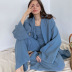 Solid Color Loose Double Layer Gauze Nightgown Trousers Pajamas set NSMSY124425