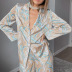 conjunto de pijama con pantalones de manga larga de seda de hielo a rayas estampadas NSMSY124430
