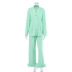 cotton feather top  trousers knitted pajamas set NSMSY124437