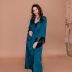 solid color faux silk lace long bathrobe NSMSY124441