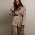 faux silk top and trousers two-piece pajamas  NSMSY124443
