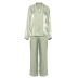 solid color faux silk two-piece pajamas set NSMSY124446