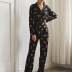 printed loose faux silk pajamas set NSMSY124451