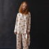 printed loose faux silk pajamas set NSMSY124451