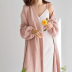 solid color cardigan double-layer gauze cotton nightgown NSMSY124452