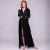 faux silky belt long-sleeved loose bathrobe NSMSY124462