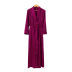 faux silky belt long-sleeved loose bathrobe NSMSY124462