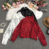 solid color embroidery retro lace lantern sleeve top NSYXG124471