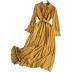 pleated solid color long-sleeved lapel ruffle dress NSYXG124476