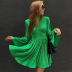 solid color long sleeve pleated A-line dress NSSQS124495