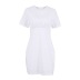 solid color round neck short sleeve A-line dress NSSQS124504