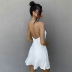 solid color satin ice silk backless A-line slip dress NSSQS124520