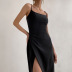 solid color slit backless slip dress NSSQS124553