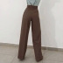 pantalones de cintura alta de pierna ancha de color sólido NSSQS124554