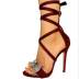 Sandalias de tiras de goma de tacón alto de ante de color liso NSYBJ124578