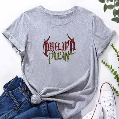 Personalized Letter Print Loose Short Sleeve T-Shirt NSYAY125661