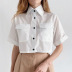camisa corta de manga corta con solapa de color liso con botones NSSQS124648
