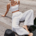 sling high waist wide-leg solid color cotton and linen vest and pants two-piece set NSSQS124651