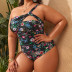 plus size hollow single-shoulder floral one-piece swimsuit NSJHD124713