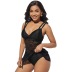 sling v neck hollow high waist solid color lace Tankini set NSJHD124716