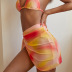 hanging neck backless lace-up high waist tie-dye print bikini three-piece set NSJHD124719