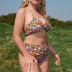 conjunto de tres piezas de bikini floral sin espalda con cuello colgante de talla grande NSJHD124720