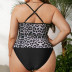plus size cross sling leopard print one-piece swimsuit NSJHD124724