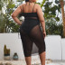 plus size sling backless hanging neck solid color see-through swimsuit set NSJHD124726