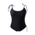 plus size sling low-cut lace-up solid color one-piece swimsuit NSJHD124727