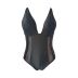 plus size sling backless deep V solid color mesh one-piece swimsuit NSJHD124728