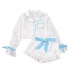 faux silk short long-sleeved top ruffle shorts pajamas set NSMSY124738
