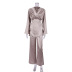 solid color satin long-sleeved top trousers pajamas set NSMSY124739