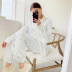 faux silk solid color long-sleeved top trousers pajamas set  NSMSY124740