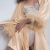 Ostrich Hair faux Silk Cardigan Nightgown Feather Removable NSMSY124742