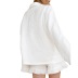 solid color lapel long sleeve top shorts pajamas set  NSMSY124750