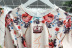 Vestido estilo corte retro con cordones, cuello redondo, manga larga, estampado de flores. NSYXG124757
