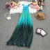 pleated rainbow color gradient round neck loose sleeveless dress NSYXG124776