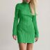 round neck long sleeve slim solid color dress NSSQS124786