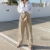 high waist loose straight solid color cotton and linen trousers NSSQS124801