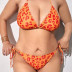 conjunto de dos piezas de bikini con estampado de leopardo y cordones sin espalda con cuello colgante de talla grande NSJHD124878
